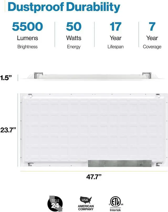 Alt view image 6 of 7 - Sunco 24 Pack 2x4 LED Flat Panel Light Drop Ceiling Office Shop Commercial Warehouse Fixture, 6500 Lumens, Selectable Features, 30W/40W/50W, 4000K/5000K/6000K, Dimmable (0-10V), Dustproof ETL by DT