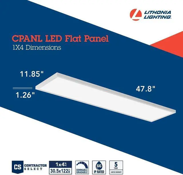 Alt view image 5 of 7 - CPANL 1x4 LED Flat Panel Light, 1 Ft. x 4 Light Panel, Ceiling Lighting Fixture, 4000 Lumens, 3500K/4000K/5000K Switchable CCT, Includes Direct Mount Bracket, White by DT
