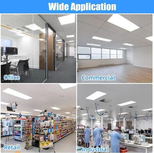 Alt view image 7 of 7 - 2x4 LED Flat Panel Light, 4 Pack 7800LM Drop Ceiling Light Fixture, 5000K Lamp 0-10V Dimmable Recessed Edge-Lit Troffer Fixture for Office Kitchen, ETL Listed by DT