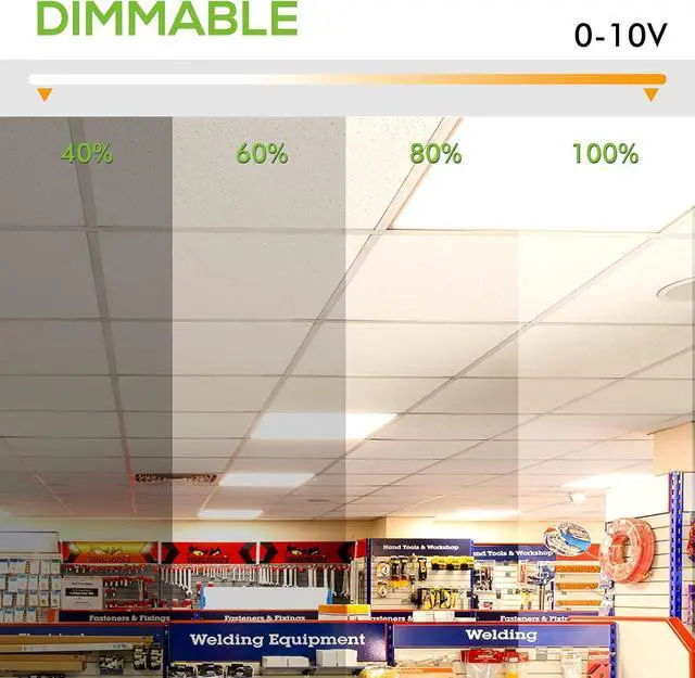 Alt view image 3 of 5 - (6 Pack 2x4 FT LED Flat Panel Troffer Light, 30/40/50W 3-Wattage Selectable, 5000K Recessed Back-Lit Drop Ceiling 0-10V Dimmable Lay in Fixture for Office by DT
