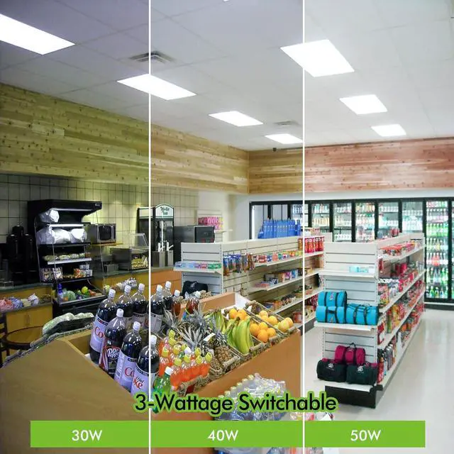 Alt view image 5 of 5 - (6 Pack 2x4 FT LED Flat Panel Troffer Light, 30/40/50W 3-Wattage Selectable, 5000K Recessed Back-Lit Drop Ceiling 0-10V Dimmable Lay in Fixture for Office by DT