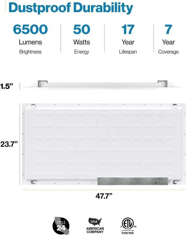 Alt view image 6 of 7 - Sunco 6 Pack 2x4 LED Flat Panel Light Drop Ceiling Office Shop Commercial Warehouse Fixture, 6500 Lumens, Selectable Features, 30W/40W/50W, 4000K/5000K/6000K, Dimmable (0-10V), Dustproof ETL by DT