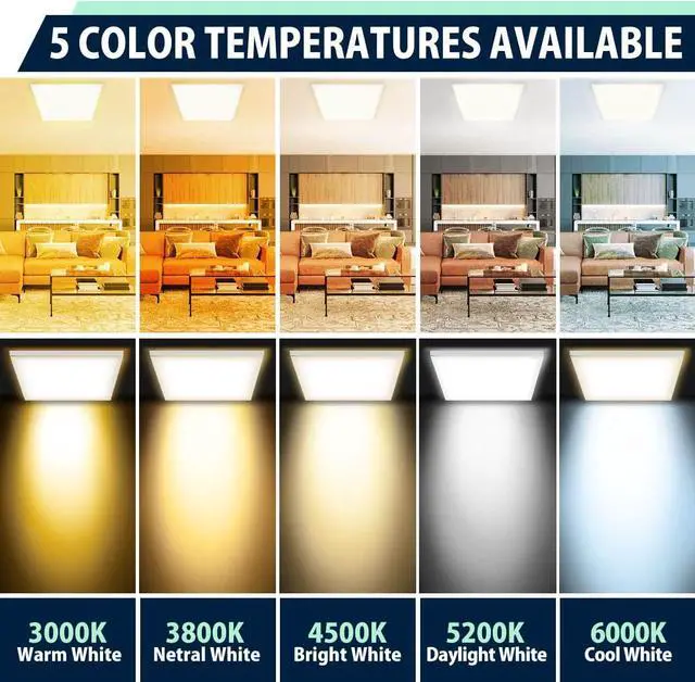 Alt view image 2 of 6 - 2x2 LED Flat Panel Light 6-Pack, Dimmable, 5CCT Options (3000K-6000K), 24W/30W/40W, Back-Lit 2x2FT Troffer Drop Ceiling for Commercial Office, ETL by DT