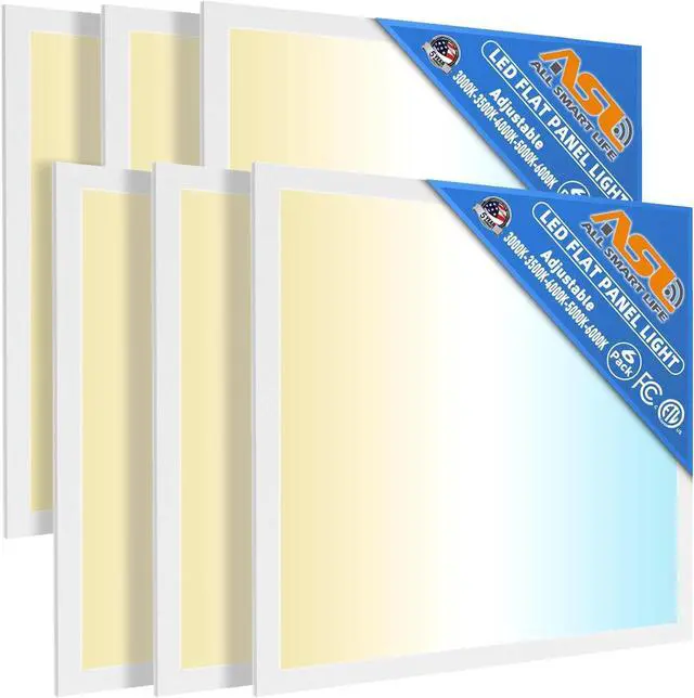Main image of 2x2 LED Flat Panel Light 6-Pack, 0-10V Dimmable, 5CCT 3000K-3500K-4500K-5000K-6000K, MAX 60W/7200 Lumens, Back-Lit 2x2FT Drop Ceiling Fixtures, 100-277V 50/60Hz by DT