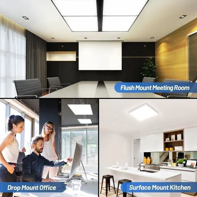 Alt view image 6 of 6 - 2x2 LED Flat Panel Light 6-Pack, 0-10V Dimmable, 5CCT 3000K-3500K-4500K-5000K-6000K, MAX 60W/7200 Lumens, Back-Lit 2x2FT Drop Ceiling Fixtures, 100-277V 50/60Hz by DT