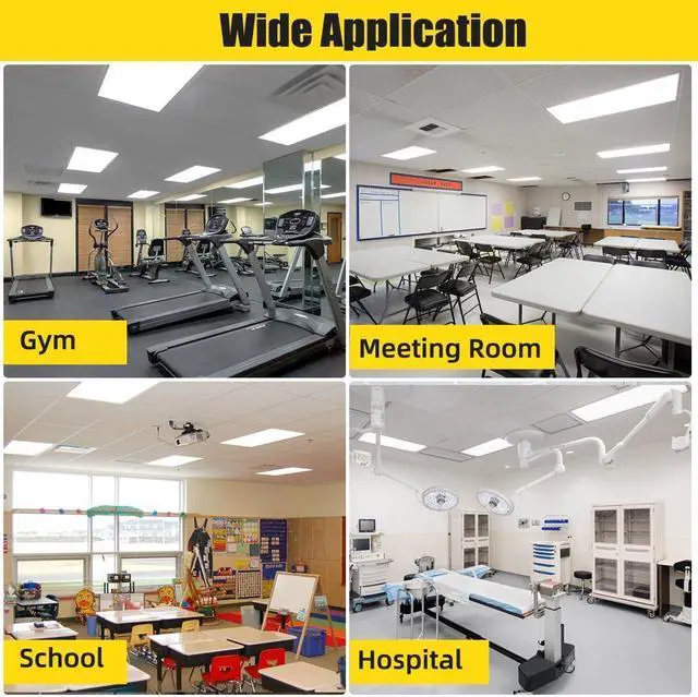 Alt view image 5 of 6 - 2x4 LED Flat Panel Light Drop Ceiling Office Fixture,4Pack 7800LM Commercial Shop Warehouse Fixture,0-10V Dimmable,5000K  White Recessed Edge-Lit Troffer 2x4,ETL Certificated,110-277V AC by DT