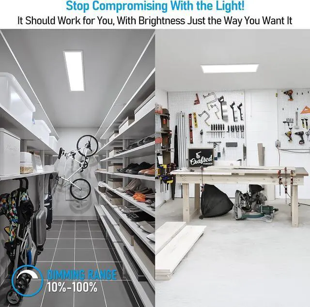 Alt view image 6 of 7 - 1x4FT LED Flat Panel Light, Surface Mount Ceiling 120-277V, DLC & UL Built-in Driver Compatible with 0-10V 10%-100% Dimmable, 5000K , White, Pack of 2 by DT