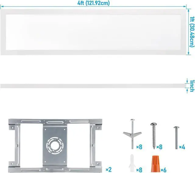 Alt view image 7 of 7 - 1x4FT LED Flat Panel Light, Surface Mount Ceiling 120-277V, DLC & UL Built-in Driver Compatible with 0-10V 10%-100% Dimmable, 5000K , White, Pack of 2 by DT