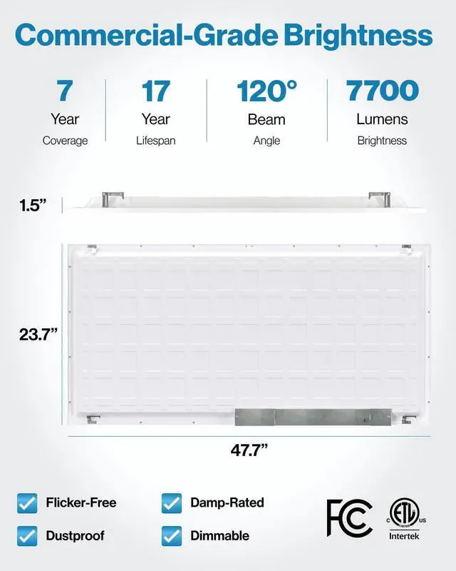 Alt view image 6 of 6 - Sunco 24 Pack 2x4 LED Flat Panel Light Drop Ceiling Office Fixture, 7700 LM, Selectable Features, 40W/50W/60W, 4000K/5000K/6000K, Dimmable (0-10V), Dustproof ETL by DT