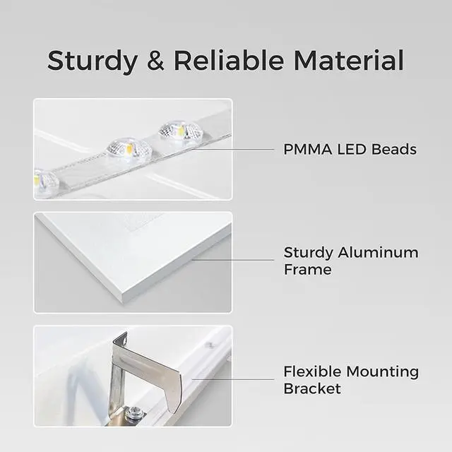 Alt view image 5 of 7 - 6 Pack 2x4 LED Flat Panel Light Drop Ceiling 0-10V Dimmable, 30/40/50W & 3000K/4000K/5000K Selectable, for Office, Shop,120-277V, ETL Listed by DT