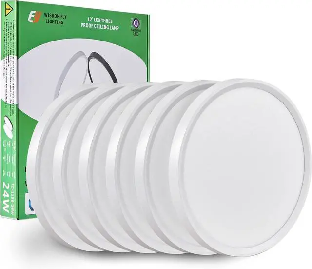 Main image of 6PK 12 Inch LED Flush Mount Ceiling Light, 24W, 2520LM, 3000K/4000K/6000K CCT Selectable, Round Flat Panel Light Low Profile Fitures for Hallway, Kitchen, Bedroom, Laundry Room by DT