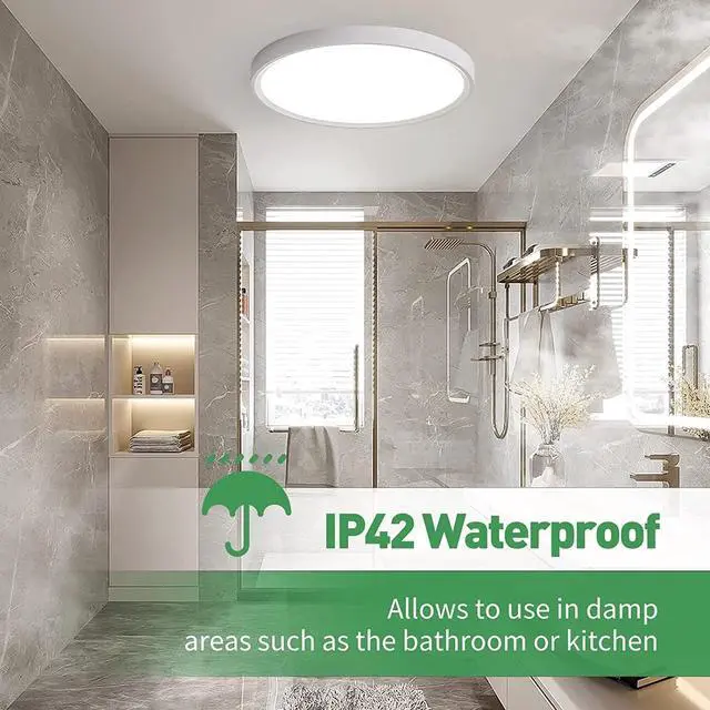 Alt view image 5 of 7 - 6PK 12 Inch LED Flush Mount Ceiling Light, 24W, 2520LM, 3000K/4000K/6000K CCT Selectable, Round Flat Panel Light Low Profile Fitures for Hallway, Kitchen, Bedroom, Laundry Room by DT