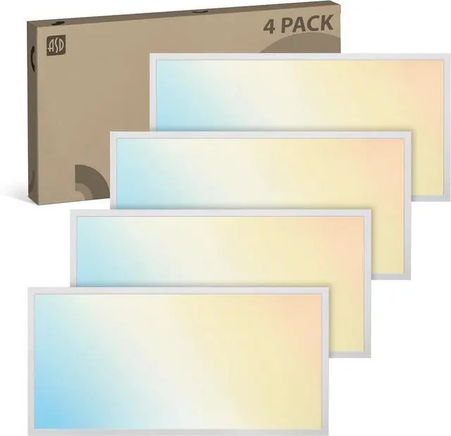 Main image of 4 Pack 2x4 LED Flat Panel Light - 25/30/40W UL DLC | 5200LM 3500K 4000K 5000K Selectable Dimmable Drop Ceiling Fixture 2 x Commercial Recessed Lay in Troffer Lights for Office by DT