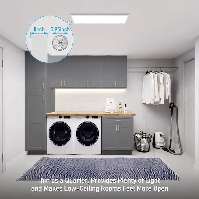 Alt view image 2 of 7 - 1x4FT LED Flat Panel Light, Surface Mount Ceiling 120-277V, DLC & UL Built-in Driver Compatible with 0-10V 10%-100% Dimmable, 5000K , White, Pack of 2 by DT