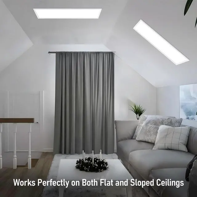 Alt view image 4 of 7 - 1x4FT LED Flat Panel Light, Surface Mount Ceiling 120-277V, DLC & UL Built-in Driver Compatible with 0-10V 10%-100% Dimmable, 5000K , White, Pack of 2 by DT