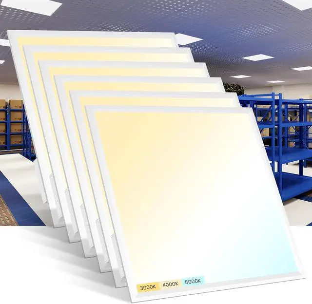 Main image of 6 Pack 2x2 LED Flat Panel Light - 3000K/4000K/5000K Selectable, TRIAC Dimmable 40W 5000LM, 120V Recessed Back-Lit Drop Ceiling Lights, Troffer Fluorescent Replacement Fixture by DT