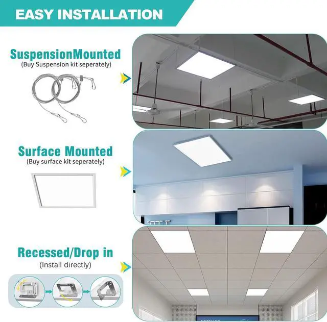 Alt view image 5 of 7 - 6 Pack 2x2 LED Flat Panel Light - 3000K/4000K/5000K Selectable, TRIAC Dimmable 40W 5000LM, 120V Recessed Back-Lit Drop Ceiling Lights, Troffer Fluorescent Replacement Fixture by DT