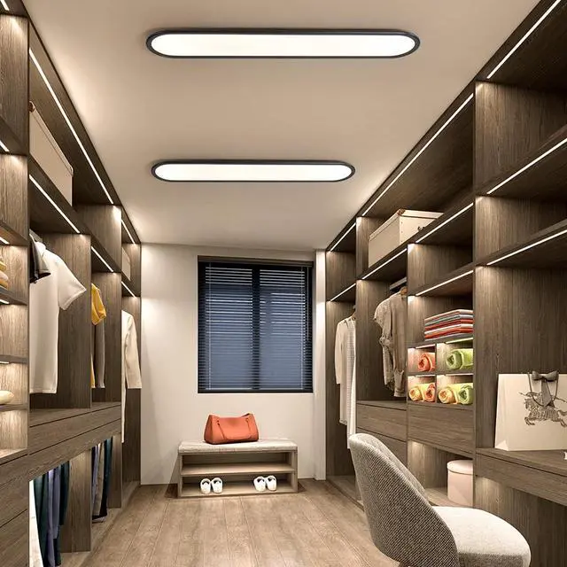 Alt view image 2 of 7 - LED Flat Panel Long Ceiling Light Fixture for Shop Lighting, 47.24" High Brightness Linear Lamp, 51W Dimmable Low Profile Flush Mount Laundry Kitchen Office, Black by DT