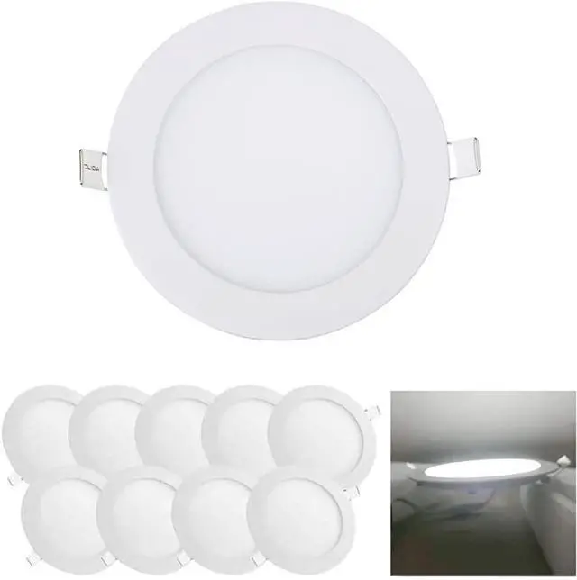 Main image of 6 Inch 12Watt Ultra-Thin Round LED Recessed Panel Light Lamp with Driver, 100 Watt Incandescent Equivalent, 6000K~6500K Cool White, Home, Office, Commercial Lighting Pack of 10 by DT
