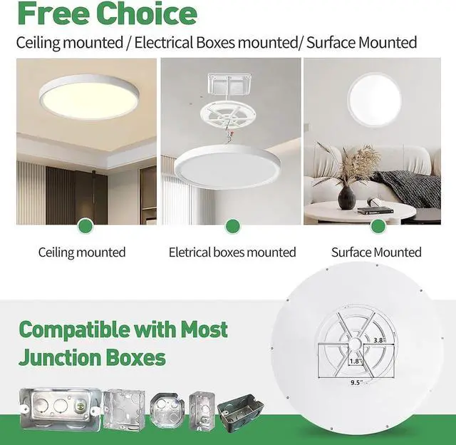 Alt view image 3 of 7 - 20 Inch LED Flush Mount Ceiling Light, 40W, 4350LM, Selectable 3000K/4000K/6000K CCT, White Round Flat Panel Light Fits Hallway, Kitchen, Bedroom, Laundry Room by DT