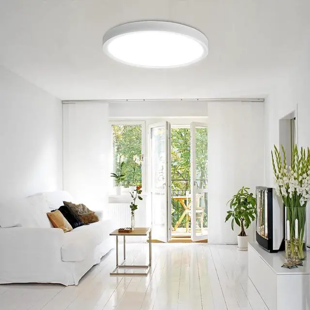 Alt view image 6 of 7 - 20 Inch LED Flush Mount Ceiling Light, 40W, 4350LM, Selectable 3000K/4000K/6000K CCT, White Round Flat Panel Light Fits Hallway, Kitchen, Bedroom, Laundry Room by DT