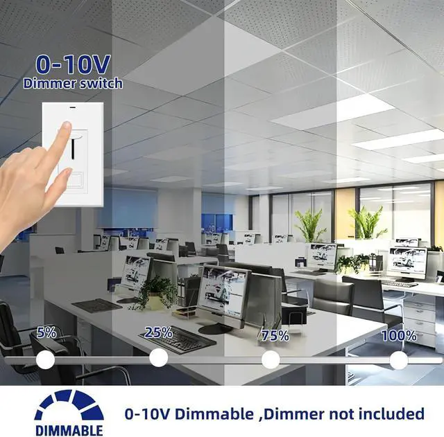 Alt view image 2 of 7 - 2x4 LED Flat Panel Light, 4 Pack, 7800 Lumens, 5000K  White Drop Ceiling Light for Office Kitchen, 0-10V Dimmable, ETL Listed (Residential & Commercial) by DT