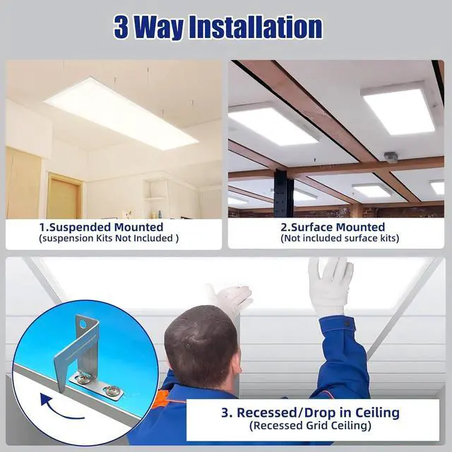 Alt view image 5 of 7 - 2x4 LED Flat Panel Light, 4 Pack, 7800 Lumens, 5000K  White Drop Ceiling Light for Office Kitchen, 0-10V Dimmable, ETL Listed (Residential & Commercial) by DT