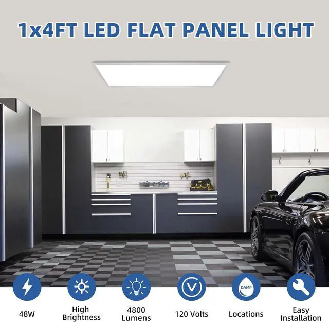 Alt view image 5 of 7 - 1x4 FT LED Flat Panel Selectable CCT Flush Mount Light,4800lm,48W Dimmable Ultra Slim Ceiling Light, 3000K/4000K/5000K Built-in Driver Surface Lights for Kitchen Garage,4 Pack by DT