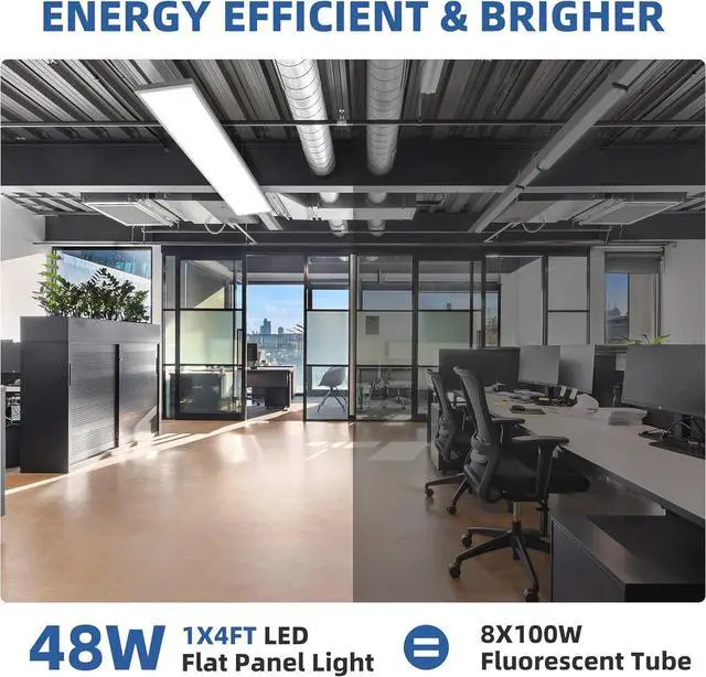 Alt view image 6 of 7 - 1x4 FT LED Flat Panel Selectable CCT Flush Mount Light,4800lm,48W Dimmable Ultra Slim Ceiling Light, 3000K/4000K/5000K Built-in Driver Surface Lights for Kitchen Garage,4 Pack by DT