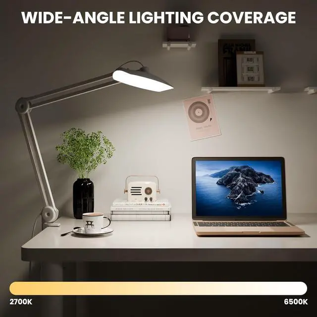 Alt view image 5 of 7 - 3000 Lumens Adjustable LED Desk Lamp & Task Lamp - Bright, Dimmable Lighting for Office, Crafts, Nails &Salon Hobbies with Clamp (CCT, White)