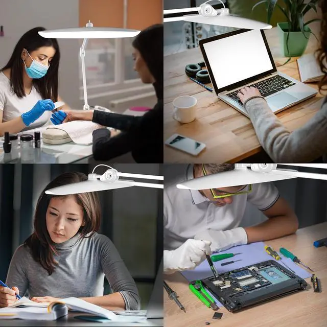 Alt view image 6 of 7 - 3000 Lumens Adjustable LED Desk Lamp & Task Lamp - Bright, Dimmable Lighting for Office, Crafts, Nails &Salon Hobbies with Clamp (CCT, White)