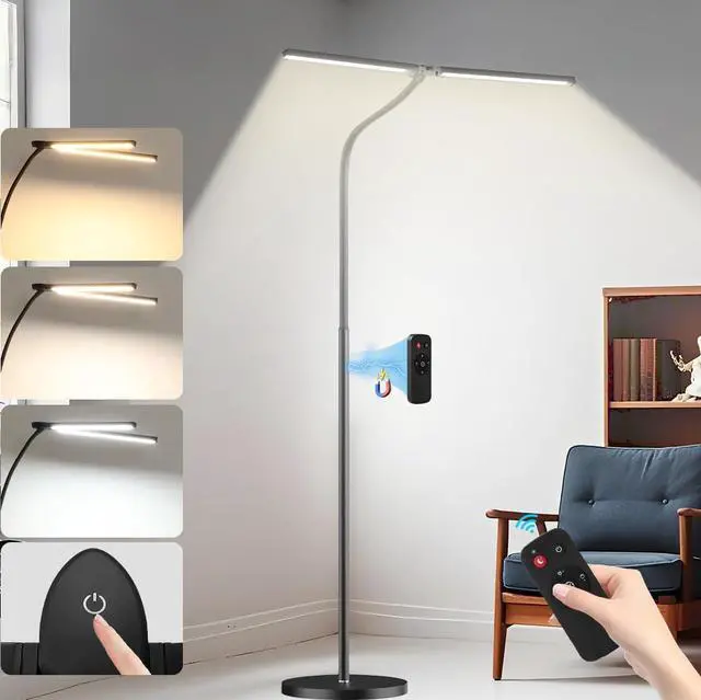 Main image of Led Floor Lamp for Office, 24W 2400LM Tall Reading Lamp, Dual Head Standing Task with Remote, Large Goose Neck Lash Light, Craft Work Lights, Puzzle Lights Tattoo, Piano, Sewing by DT