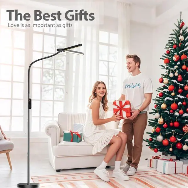 Alt view image 7 of 7 - Led Floor Lamp for Office, 24W 2400LM Tall Reading Lamp, Dual Head Standing Task with Remote, Large Goose Neck Lash Light, Craft Work Lights, Puzzle Lights Tattoo, Piano, Sewing by DT