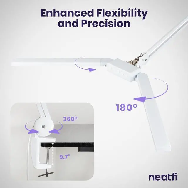 Alt view image 3 of 7 - LED Desk Lamp, Dimmable Light with 360 SMD LEDs, 30W, Adjustable Color Temperature, Task Lamp for Home, Office, and Workbench (CCT, White, 37 Inches) by DT