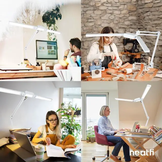 Alt view image 7 of 7 - LED Desk Lamp, Dimmable Light with 360 SMD LEDs, 30W, Adjustable Color Temperature, Task Lamp for Home, Office, and Workbench (CCT, White, 37 Inches) by DT