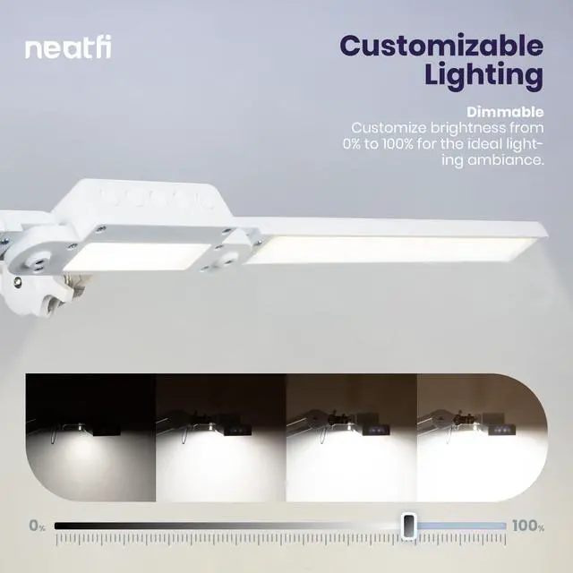 Alt view image 6 of 7 - LED Desk Lamp, Dimmable Light with 360 SMD LEDs, 30W, Adjustable Color Temperature, Task Lamp for Home, Office, and Workbench (CCT, White, 37 Inches) by DT