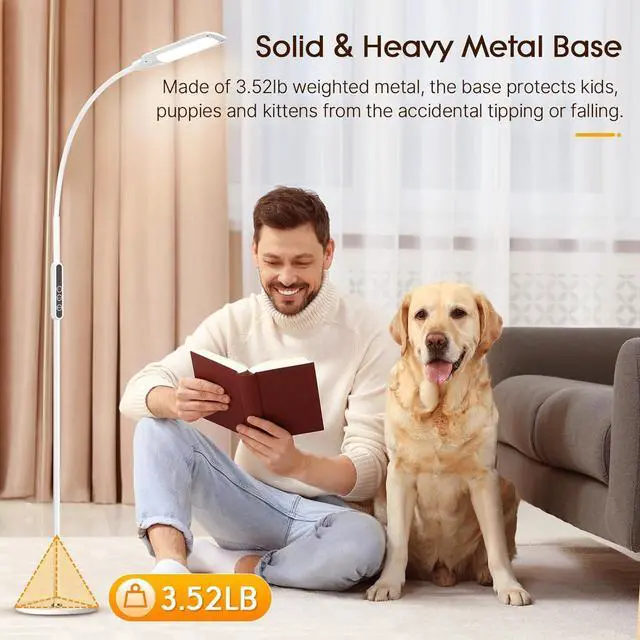 Alt view image 5 of 7 - LED Floor Lamp, 12W Remote & Touch Reading Standing Light for Living Room Bedroom, Flexible Gooseneck Task Light, 5 Color Temperatures, Ll Brightness - White by DT