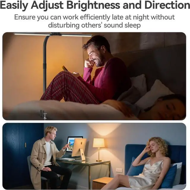 Alt view image 4 of 7 - LED Desk Lamp for Home Office, 24W Ultra Bright Architect Task Light with Clamp & USB Port, 5 Colors Dimming Touch Control, Flexible Gooseneck Reading, Crafting, Gaming- 50 Lighting Modes by DT