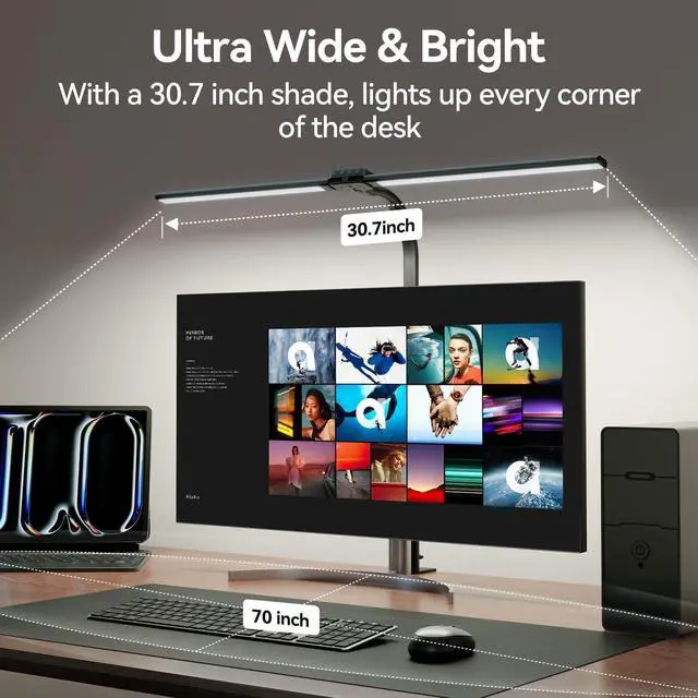 Alt view image 5 of 7 - LED Desk Lamp for Home Office, 24W Ultra Bright Architect Task Light with Clamp & USB Port, 5 Colors Dimming Touch Control, Flexible Gooseneck Reading, Crafting, Gaming- 50 Lighting Modes by DT