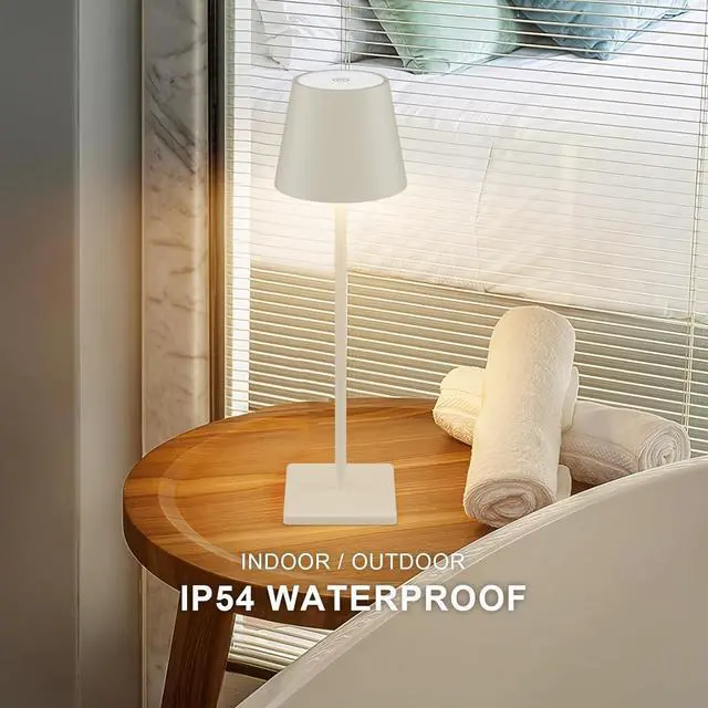 Alt view image 5 of 7 - 2-Pack LED Cordless Table Lamp, Rechargeable Battery Desk lamp 3W 5500mAh Battery Operated Stepless Dimming Modern Portable Table Light for Restaurant/Bedroom/Outdoor IP54 Waterproof (Off White)
