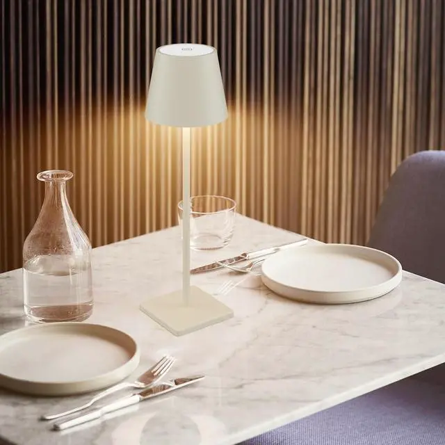 Alt view image 6 of 7 - 2-Pack LED Cordless Table Lamp, Rechargeable Battery Desk lamp 3W 5500mAh Battery Operated Stepless Dimming Modern Portable Table Light for Restaurant/Bedroom/Outdoor IP54 Waterproof (Off White)