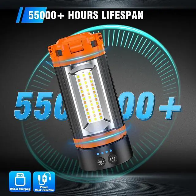 Alt view image 3 of 7 - 12000mAh Camping Light with Stand, Rechargeable Work Light, 10000 Lumen Dimmable Cordless 3 LED Lamp Heads, Magnetic Emergency Flashlight 79" Detachable Tripod by DT