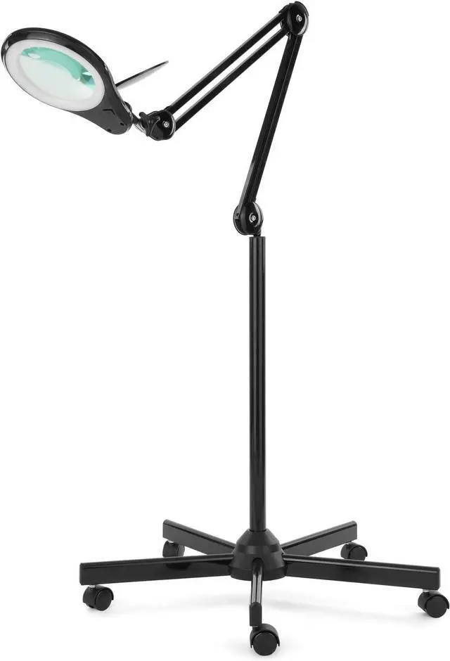 Main image of (New Model) Bifocals 1,200 Lumens LED Magnifying Floor Lamp with Rolling Base, 5 Diopter 20 Diopter, Dimmable, Adjustable Arm (5 Inches, Black) by DT