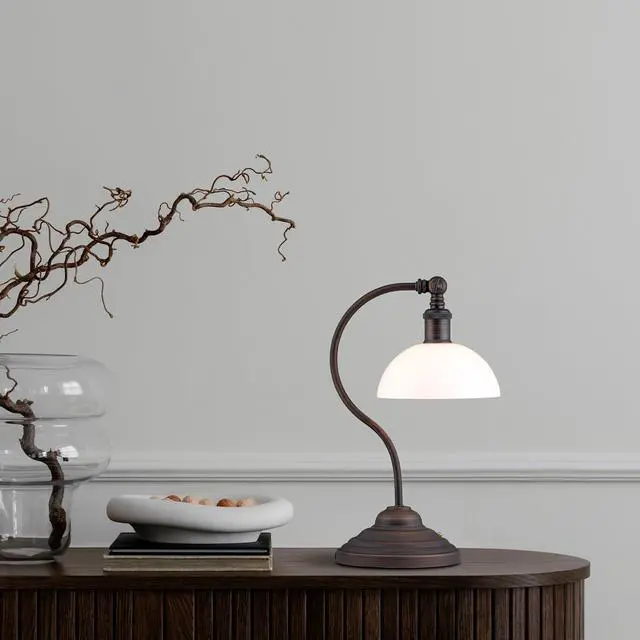 Alt view image 5 of 7 - Bs - Cordless LED Table Lamp, Battery-Operated, Rechargeable, 3-Ll Dimming, Universal USB-C Charging, 180° Swivel Head, White Jade Glass Shade, Oil Rubbed Bronze by DT