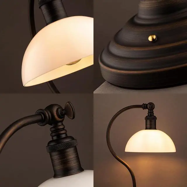 Alt view image 7 of 7 - Bs - Cordless LED Table Lamp, Battery-Operated, Rechargeable, 3-Ll Dimming, Universal USB-C Charging, 180° Swivel Head, White Jade Glass Shade, Oil Rubbed Bronze by DT