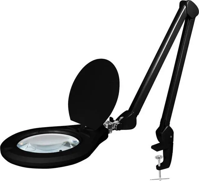 Main image of Elite XL HD Bifocals Super LED Magnifying Lamp with Clamp, Glass Lens, 6500K, Glare-Free, Nonpolar Dimming (6 Inch Lens, Black)