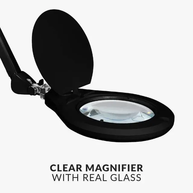 Alt view image 2 of 7 - Elite XL HD Bifocals Super LED Magnifying Lamp with Clamp, Glass Lens, 6500K, Glare-Free, Nonpolar Dimming (6 Inch Lens, Black)