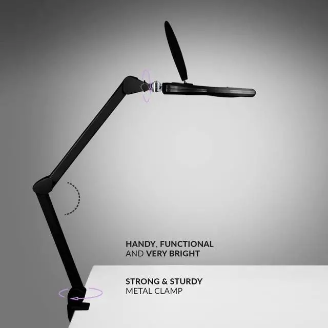 Alt view image 5 of 7 - Elite XL HD Bifocals Super LED Magnifying Lamp with Clamp, Glass Lens, 6500K, Glare-Free, Nonpolar Dimming (6 Inch Lens, Black)