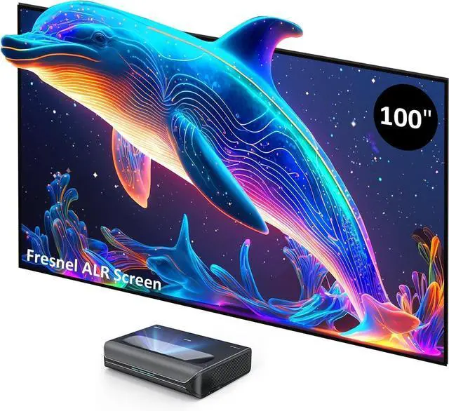Main image of Aurora Pro 4K Laser TV, with 100" Fresnel ALR Screen, Factory Calibrated Color Accuracy, 2400 Lumens, for Home Theater and  Use, Dolby Vision & Atoms, Active 3D by DT