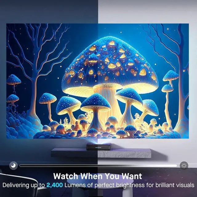 Alt view image 6 of 7 - Aurora Pro 4K Laser TV, with 100" Fresnel ALR Screen, Factory Calibrated Color Accuracy, 2400 Lumens, for Home Theater and  Use, Dolby Vision & Atoms, Active 3D by DT